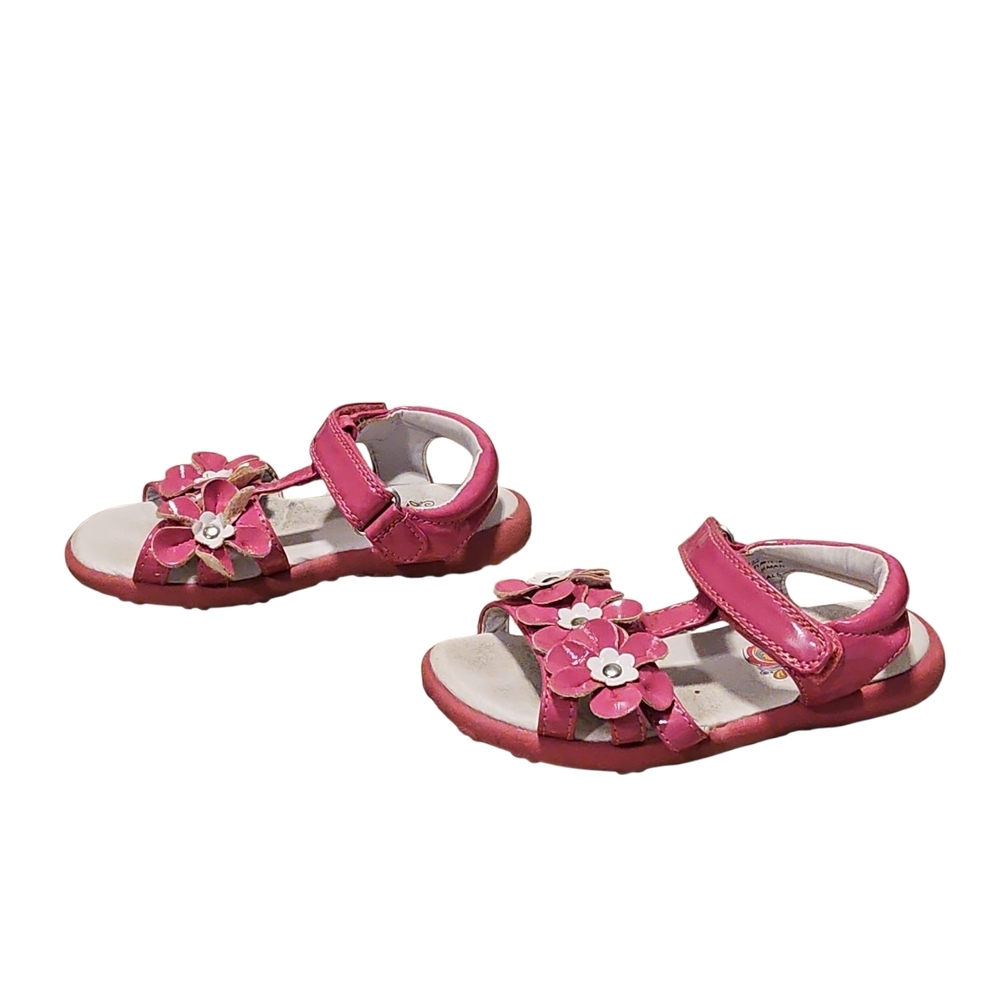 Rachel Shoes Pink Sandals w/Flower Accents